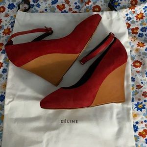 Celine Suede Wedge Pumps Size 39.5